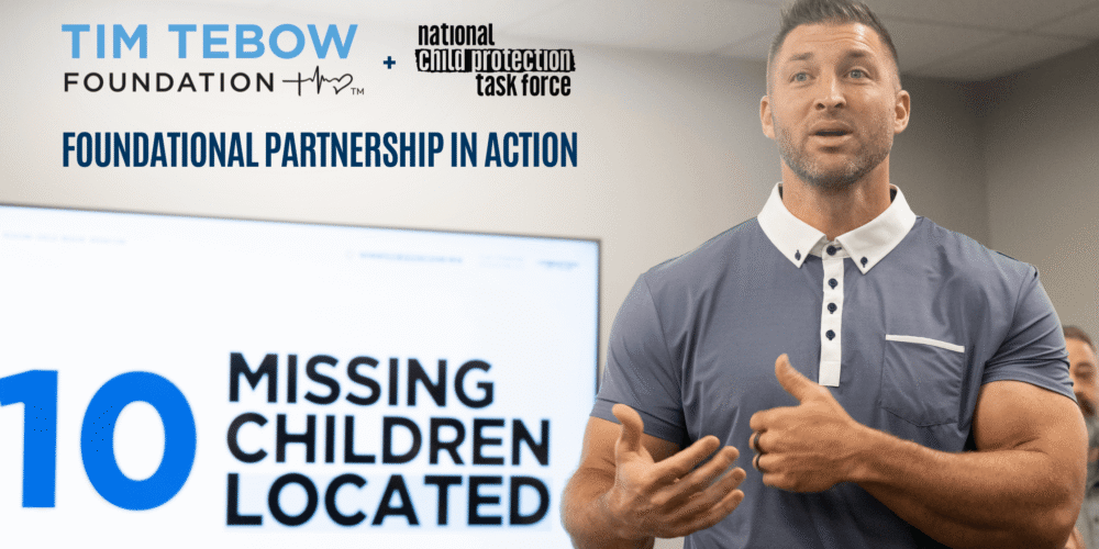 Tim Tebow at a NCPTF Missing Child Rescue Operation