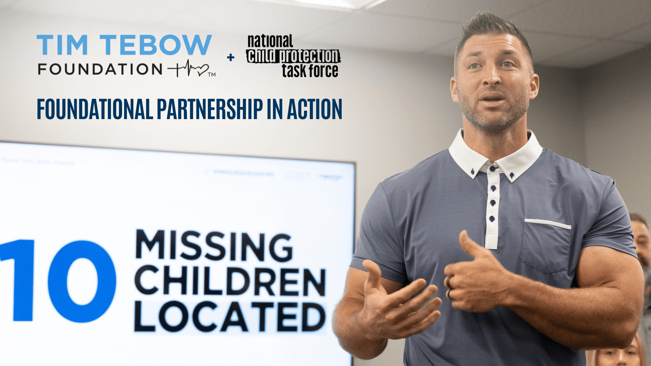 Tim Tebow at a NCPTF Missing Child Rescue Operation
