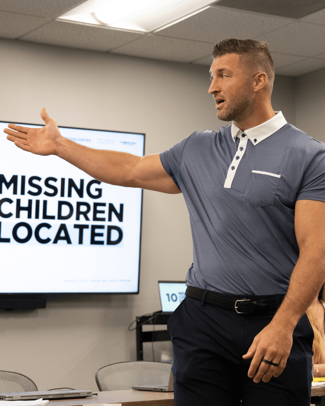 Tim Tebow at a NCPTF Missing Child Rescue Operation